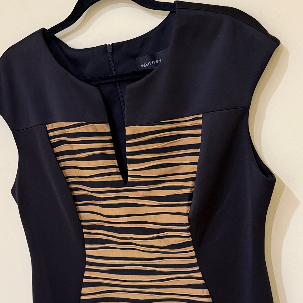 Connected Apparel Black and Brown Zebra Women’s Midi Dress Size 16/XL Stretch - Picture 6 of 8